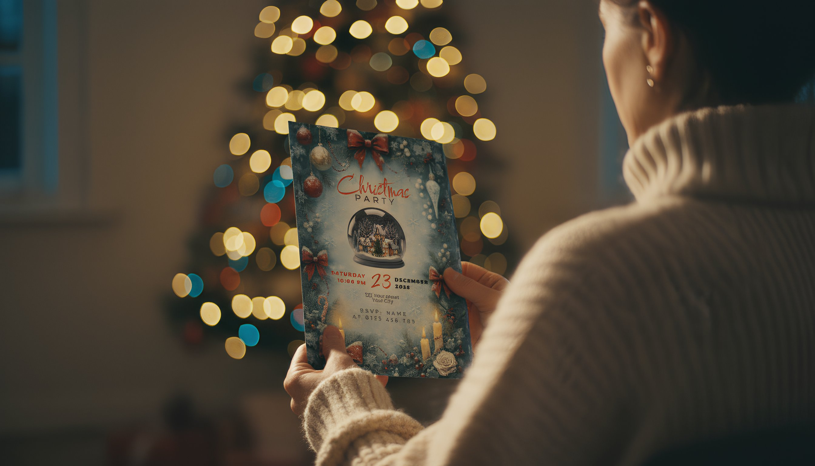 Christmas Party Invitation — Gold Friendsmas Invite — Editable Canva Template (5×7in) — Instant Download, Printable